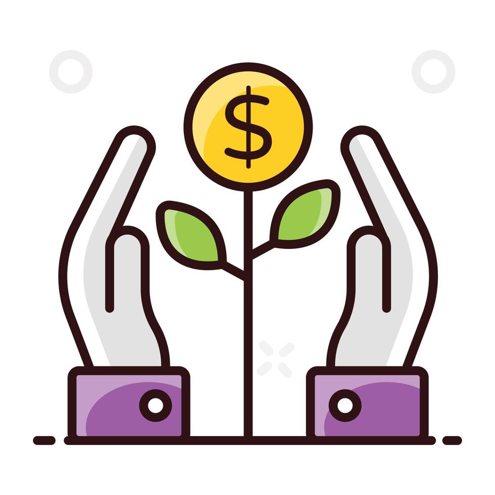 Hands holding dollar plant vector