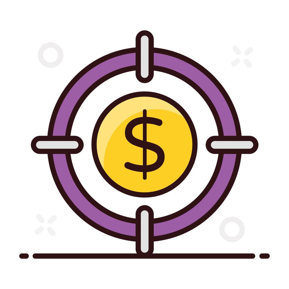Dollar under focus crosshair financial target vector
