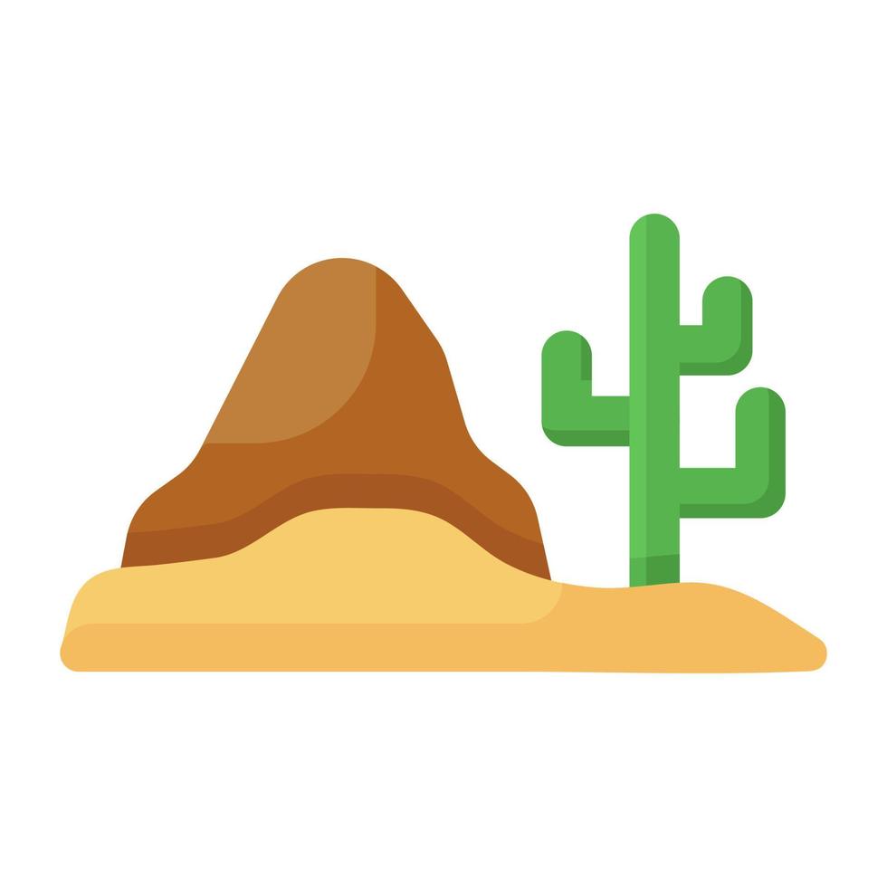 Desert icon style uncultivated land in flat vector