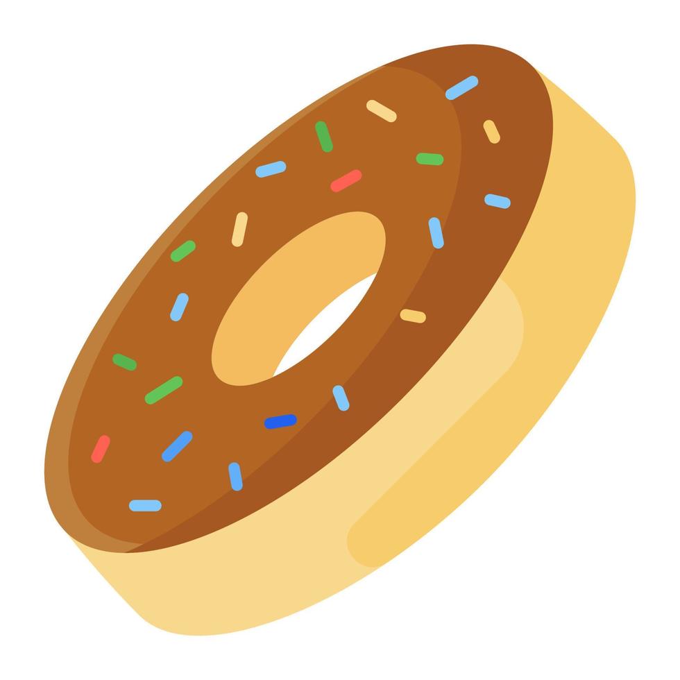 Confección de masa frita o icono de comida de postre de donut vector