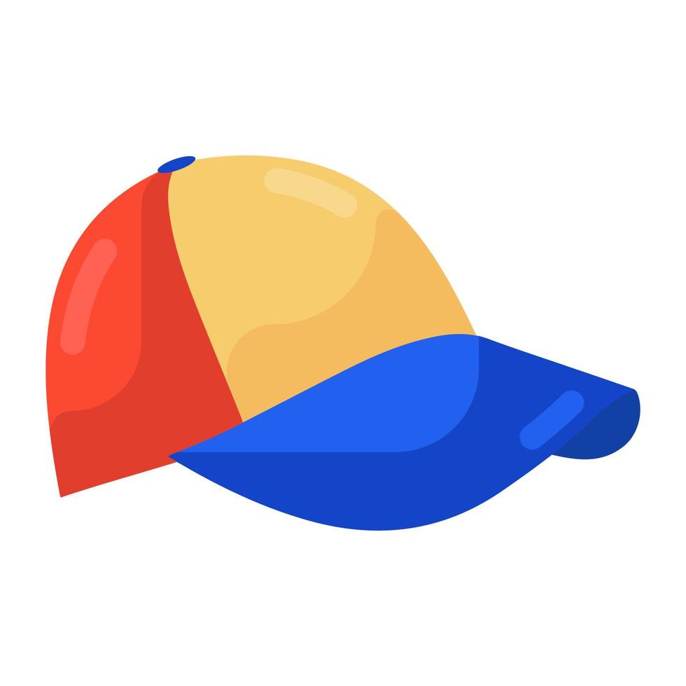 icono de gorra de cricket en estilo plano editable vector