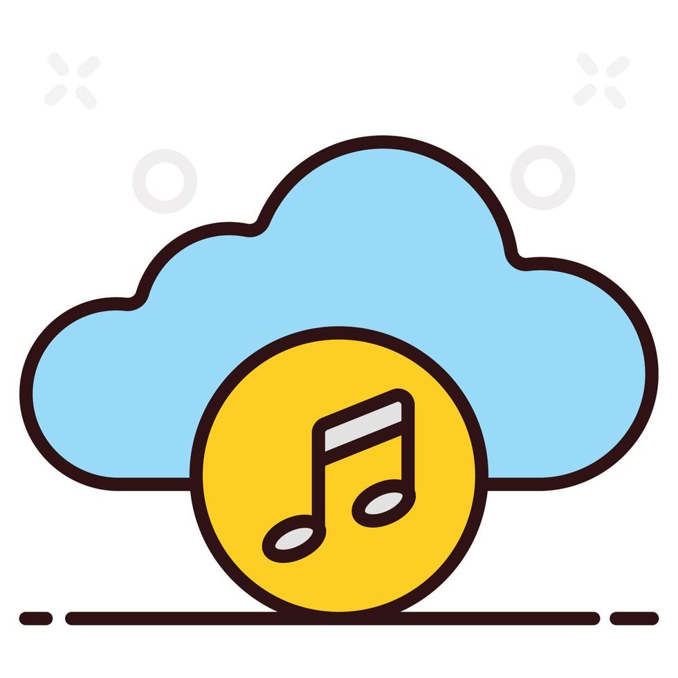 nota musical con nube vector