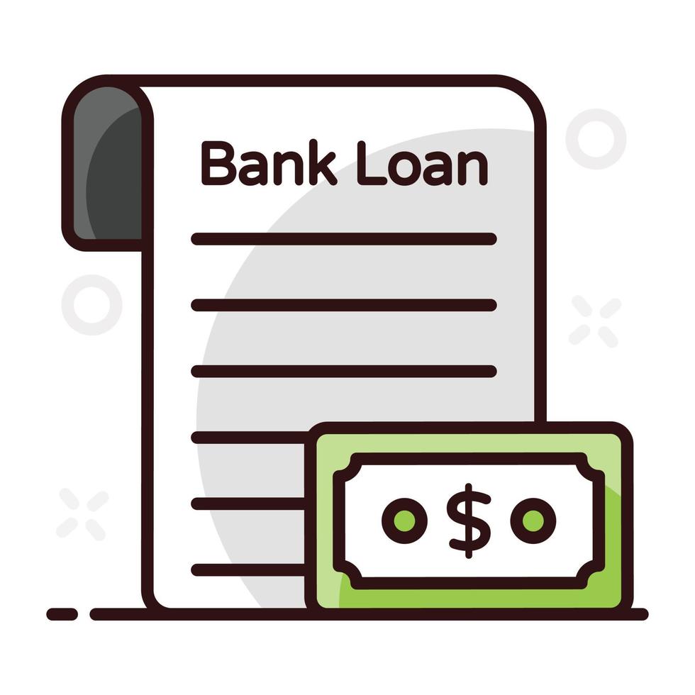 archivo de préstamo bancario con billete vector