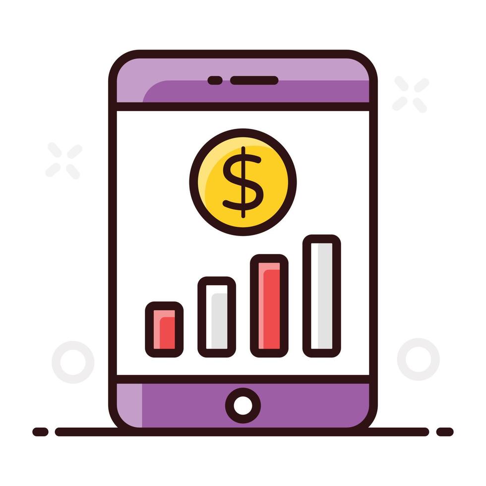 Barchart with dollar inside vector