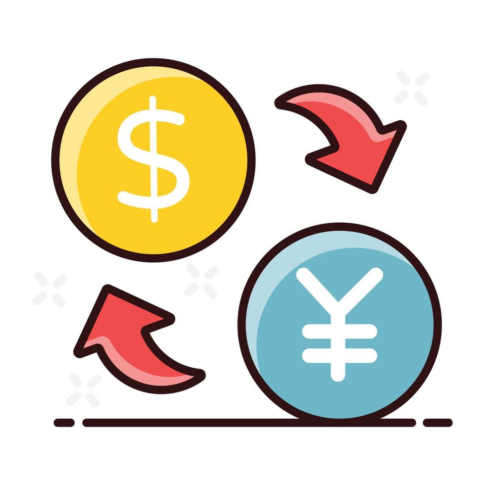 Forex dollar with yen coin vector