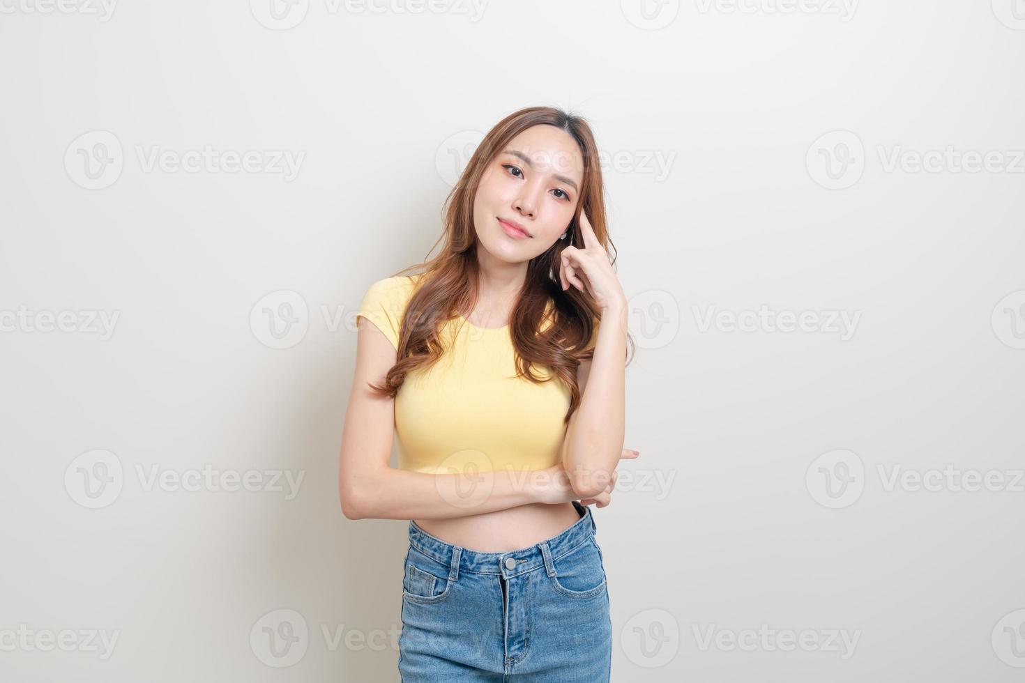 portrait beautiful Asian woman thinking photo