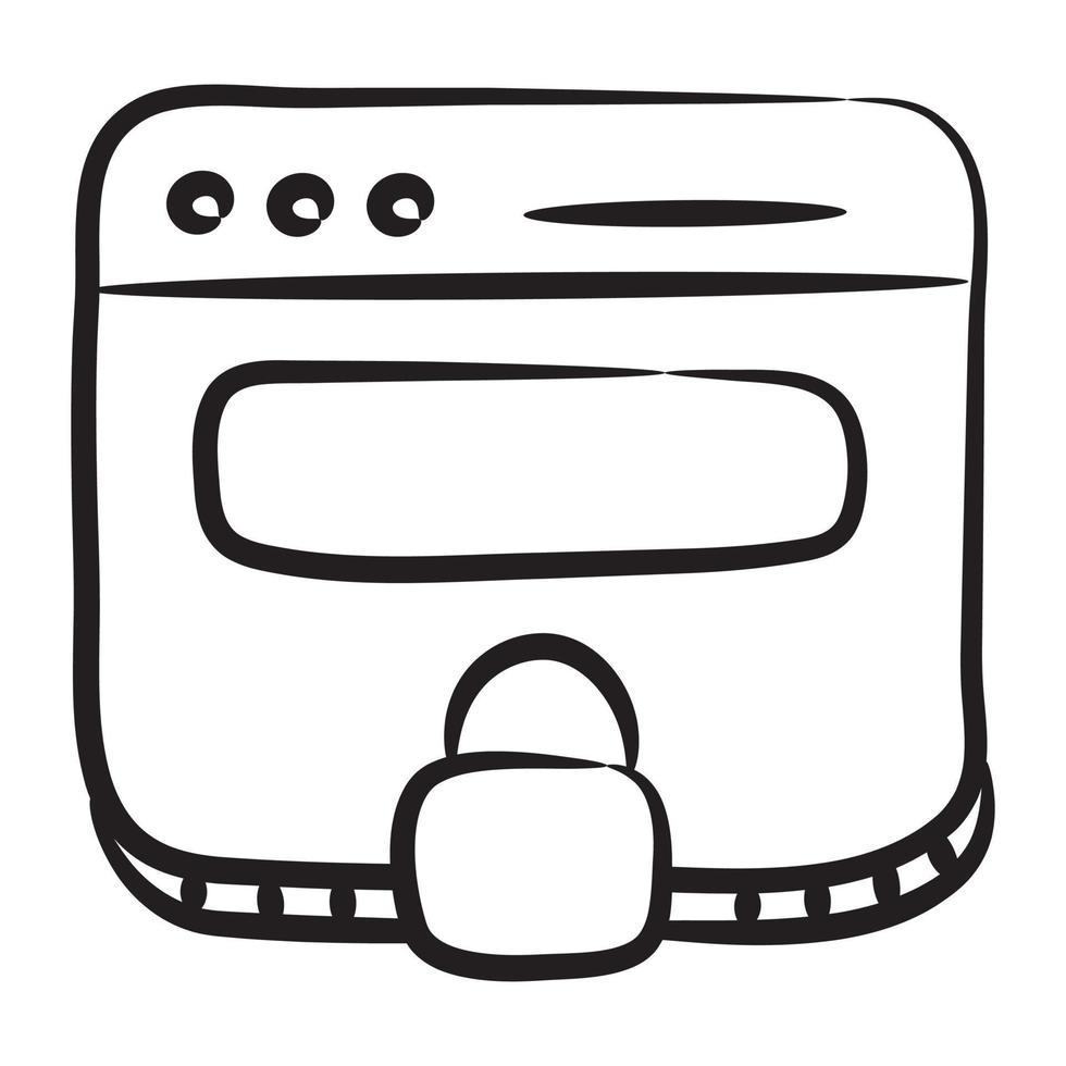 Diseño de icono de sitio web privado web con candado en estilo doodle vector