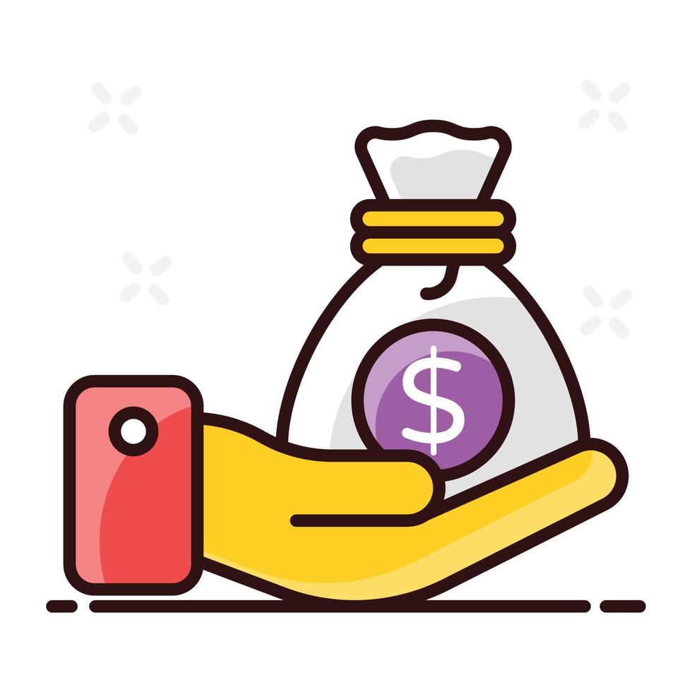 Savings hand holding money sack vector