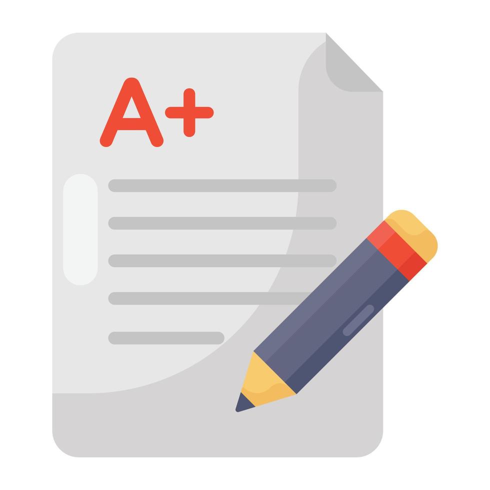 Results concept, vector of academic grade sheet