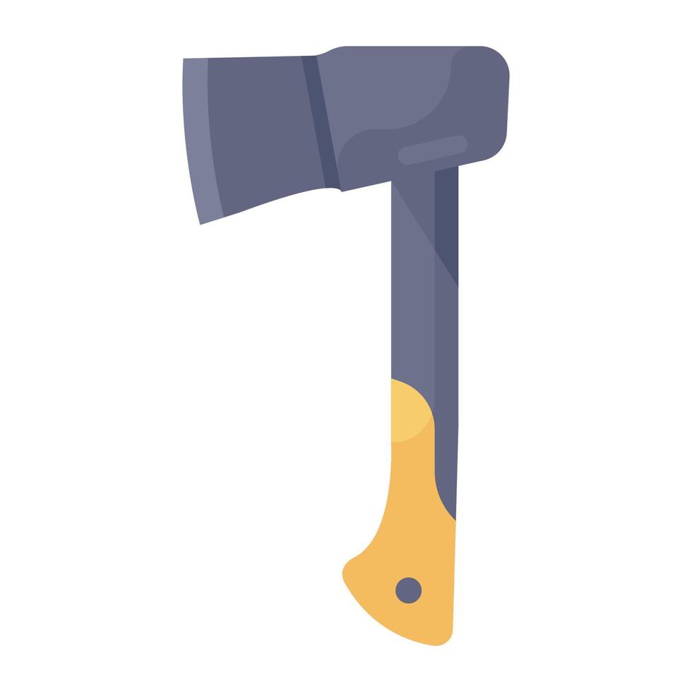 A tool with long wooden handle and sharp blade axe icon vector