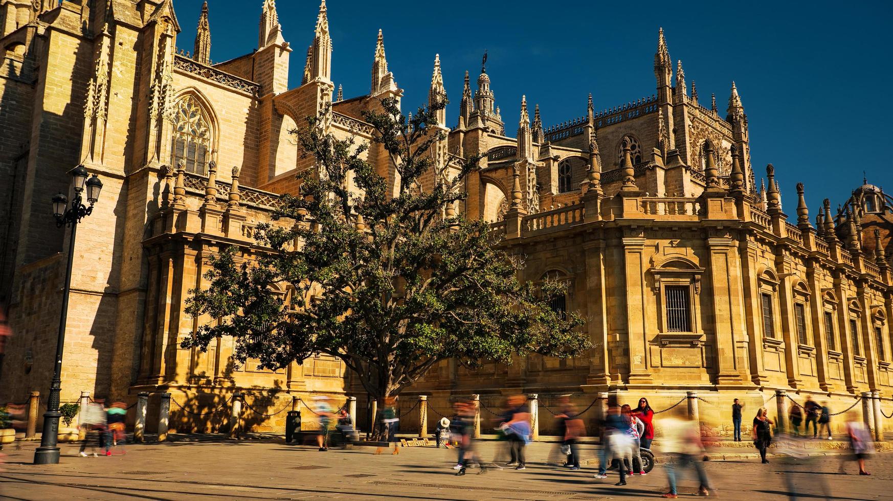 Seville, Spain - February 18th, 2020 - the Cathedral of Saint Mary of the See, the Gothic Seville Cathedral, a World Heritage Site, in the beautiful city of Seville, Spain. photo