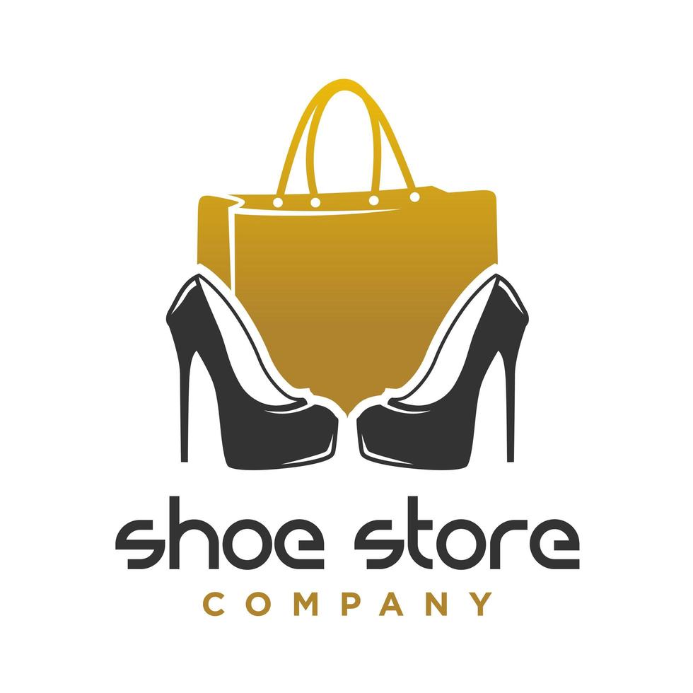 tienda de zapatos y bolsos de mujer con diseño de logotipos vector