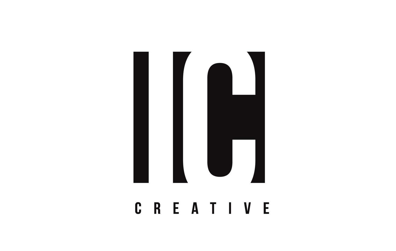 Diseño de logotipo ic ic letra blanca con cuadrado negro. vector