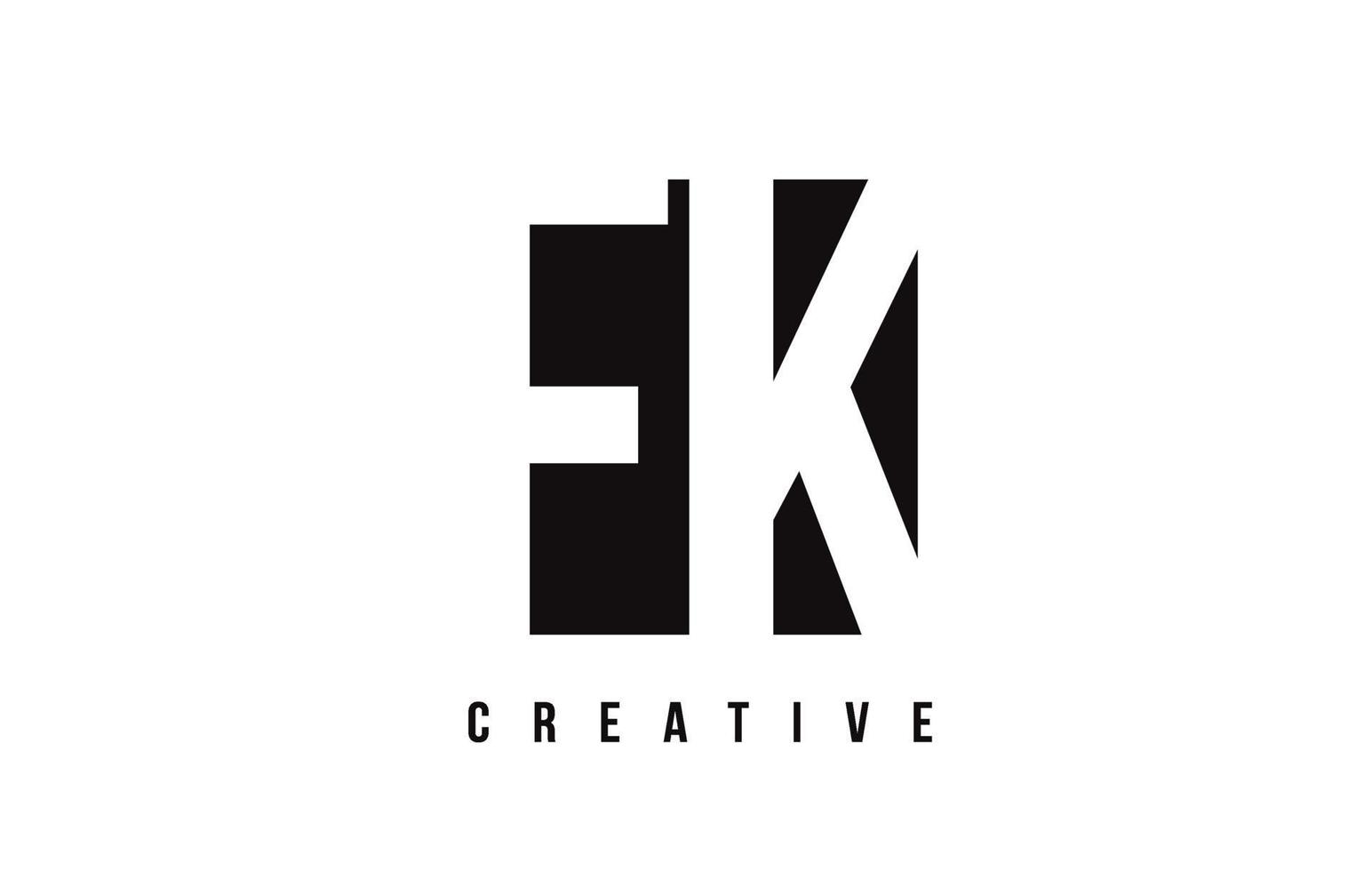 FK F K White Letter Logo Design with Black Square. vector
