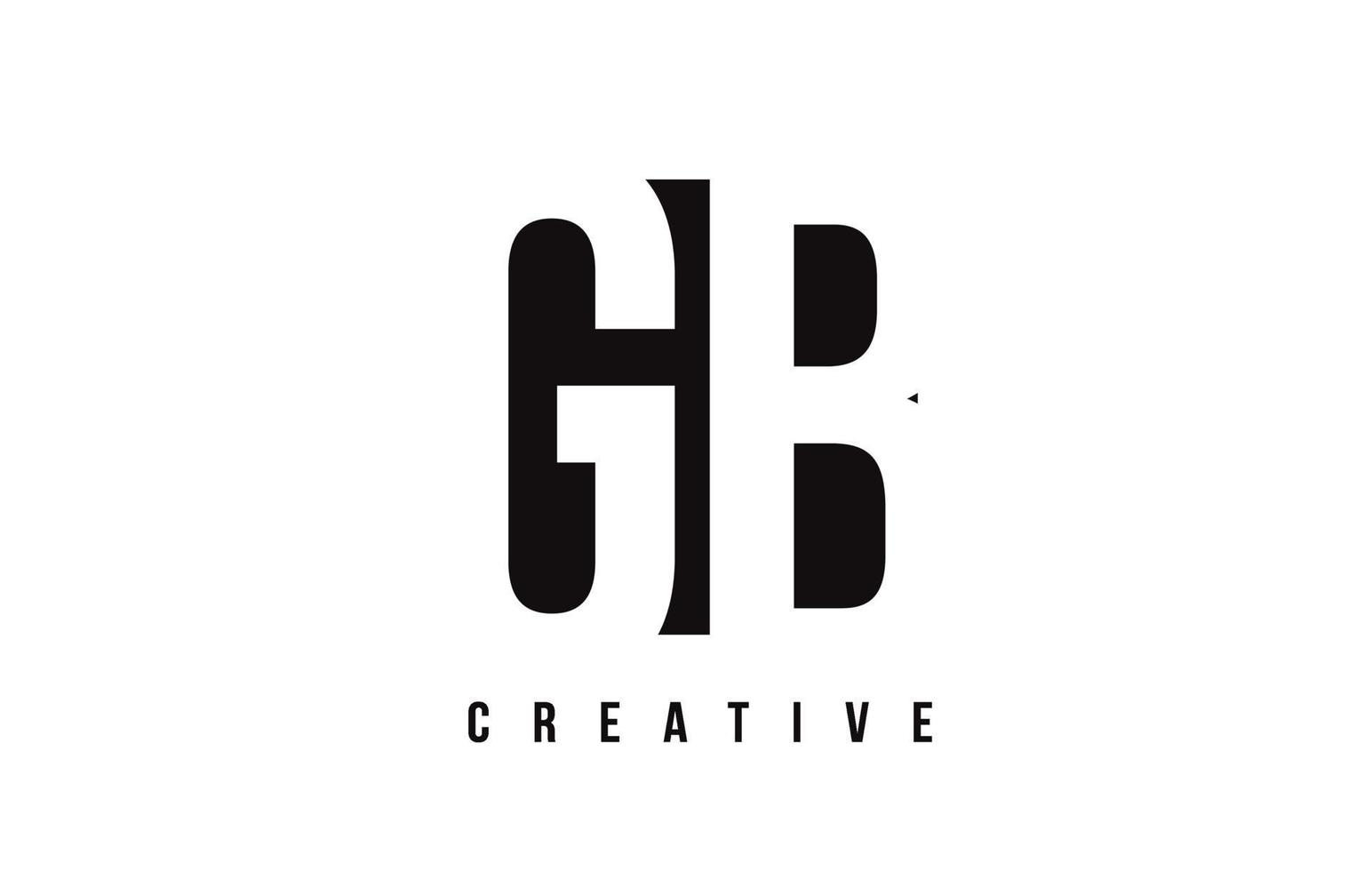 GB G B White Letter Logo Design with Black Square. vector