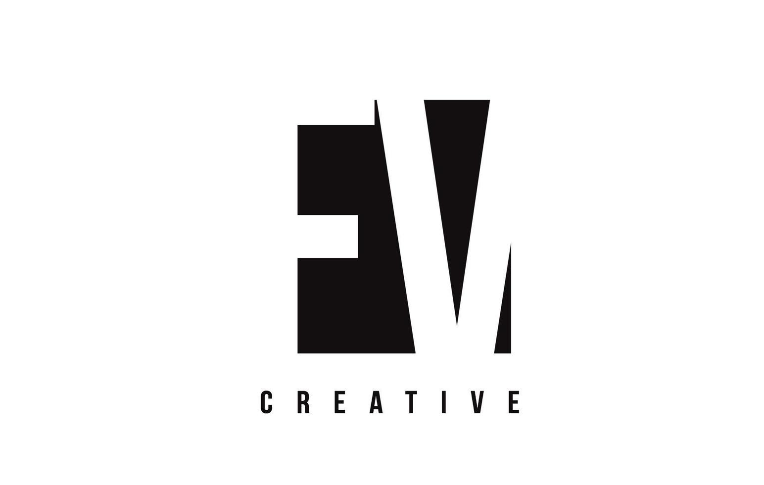 FV F V White Letter Logo Design with Black Square. vector