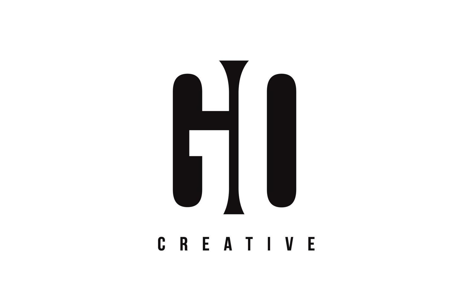 GO G O White Letter Logo Design with Black Square. vector