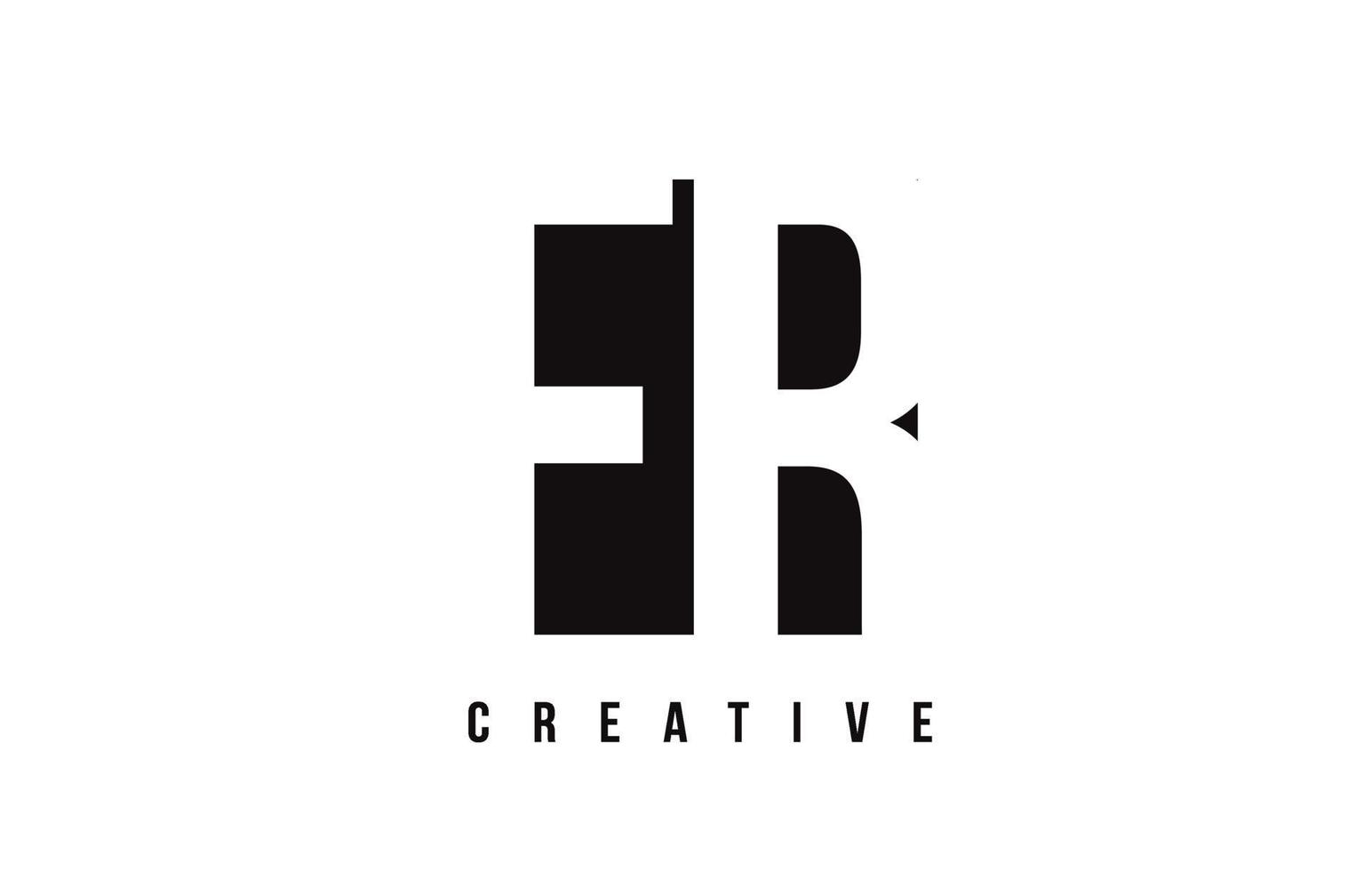 FR F R White Letter Logo Design with Black Square. vector