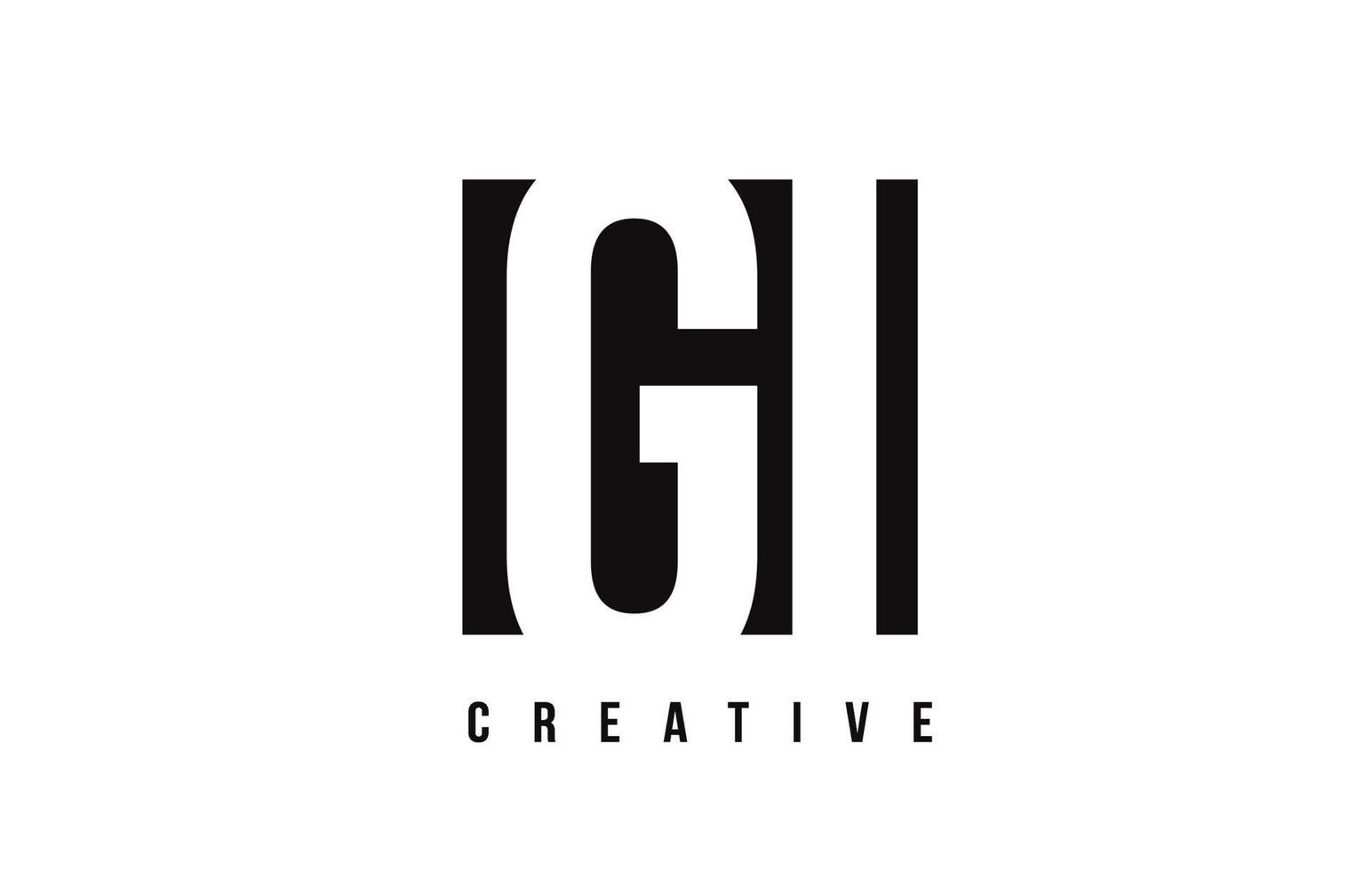 GI G I White Letter Logo Design with Black Square. vector