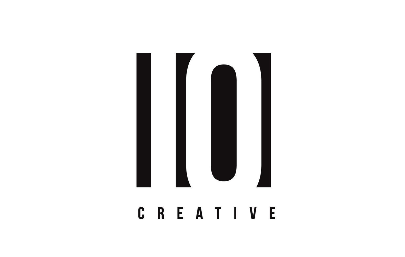 IO I O White Letter Logo Design with Black Square. vector