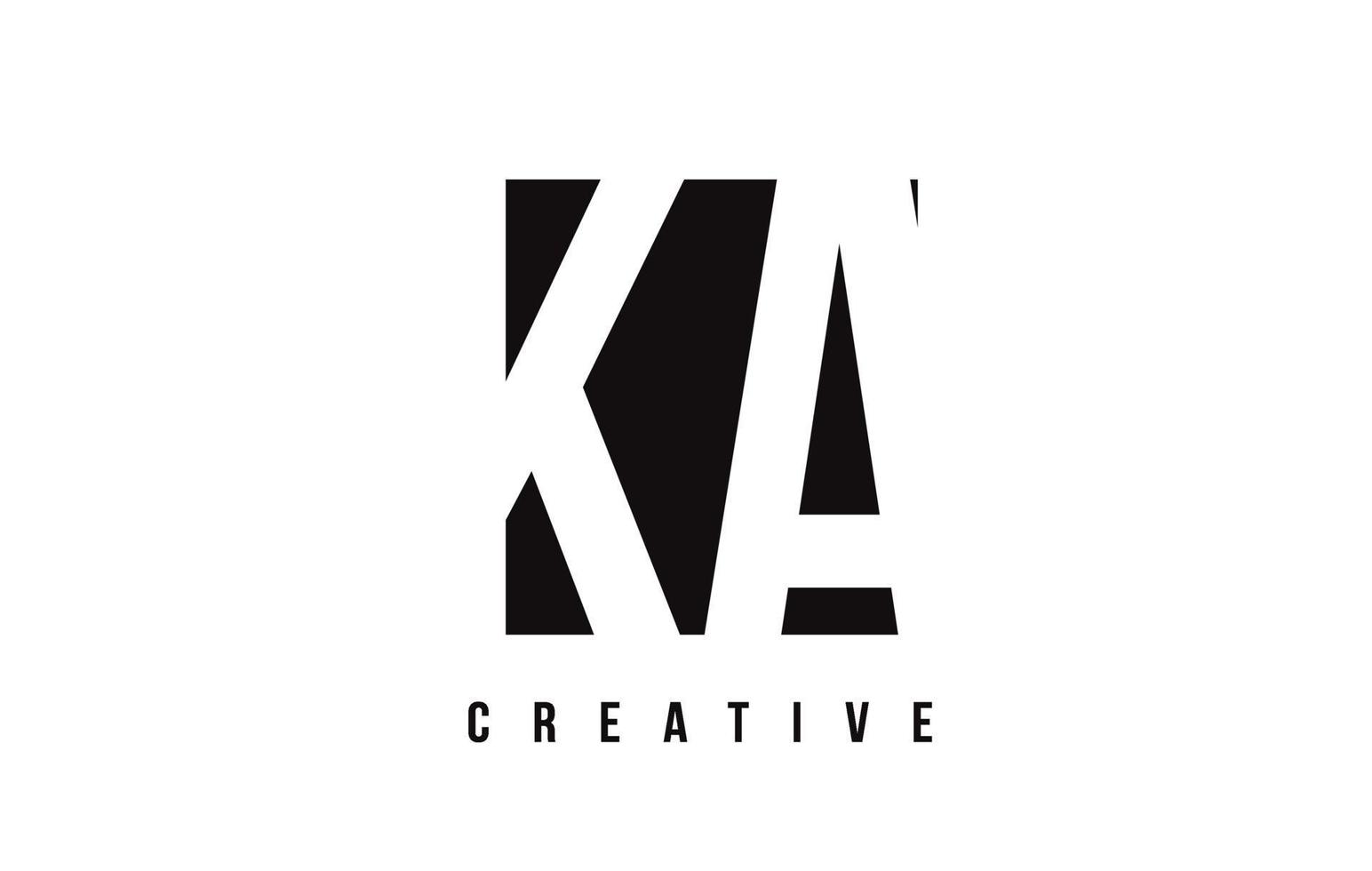 KA K A White Letter Logo Design with Black Square. vector