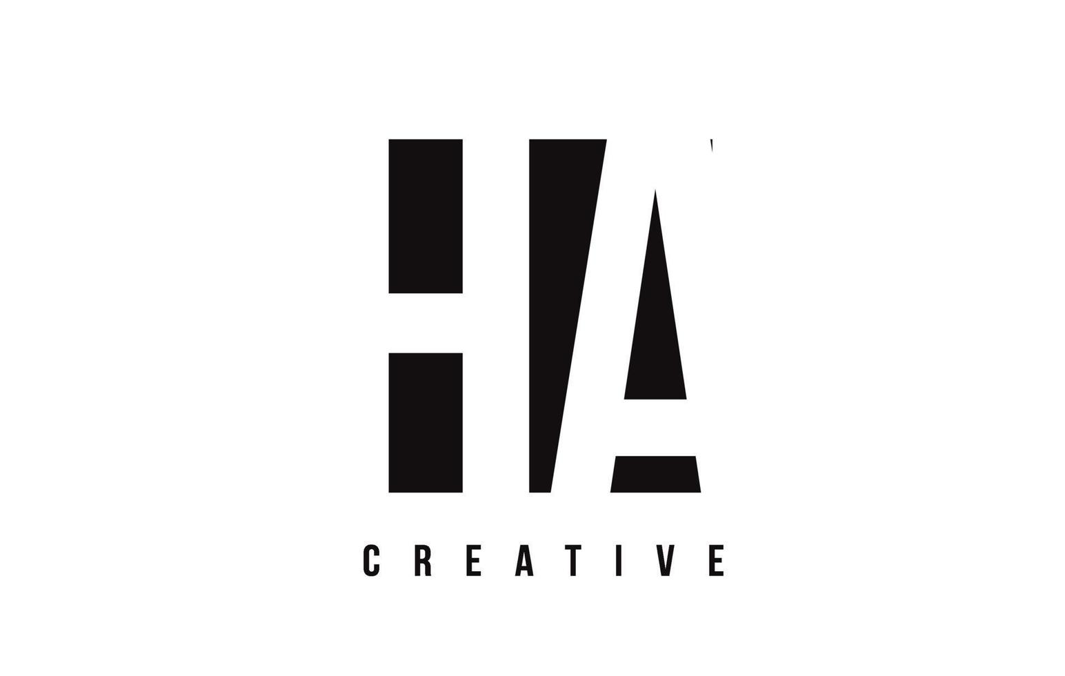 HA H A White Letter Logo Design with Black Square. vector