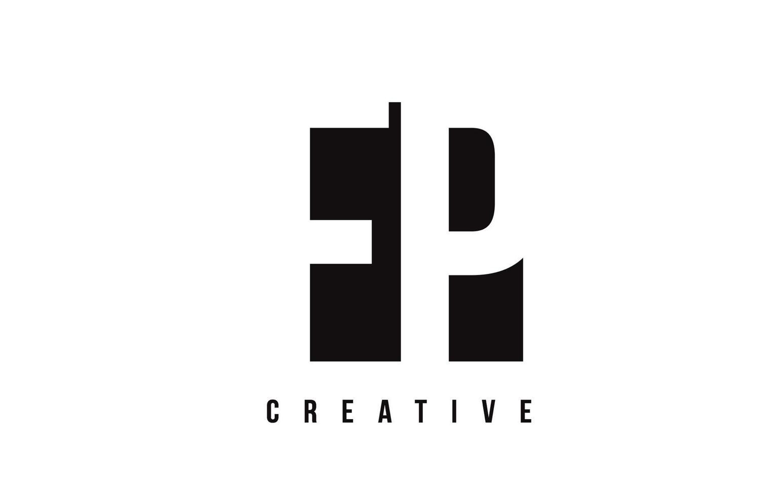 FP F P White Letter Logo Design with Black Square. vector