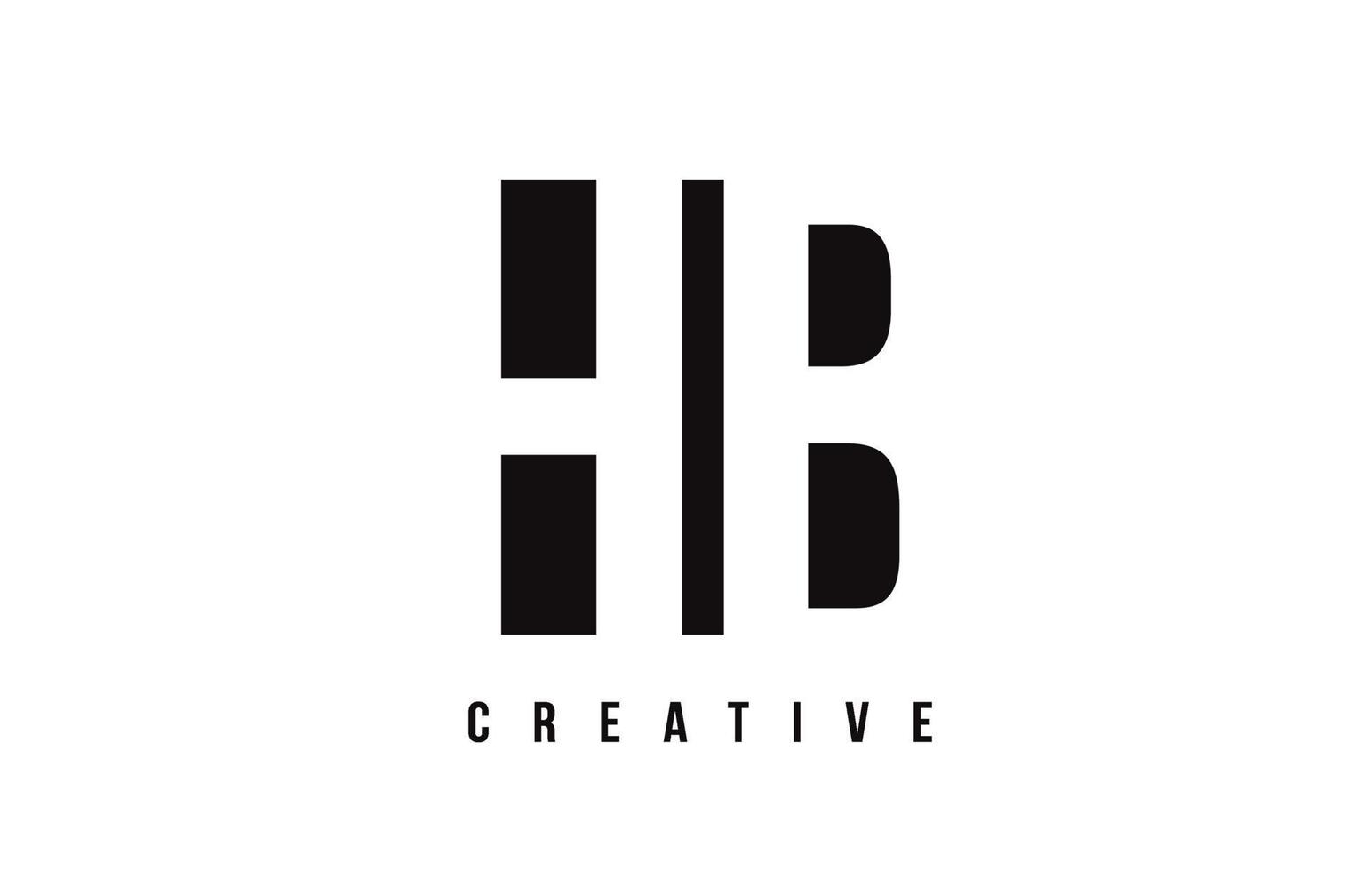 HB H B White Letter Logo Design with Black Square. vector