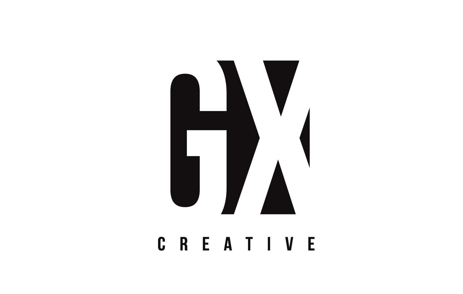 GX G X White Letter Logo Design with Black Square. vector