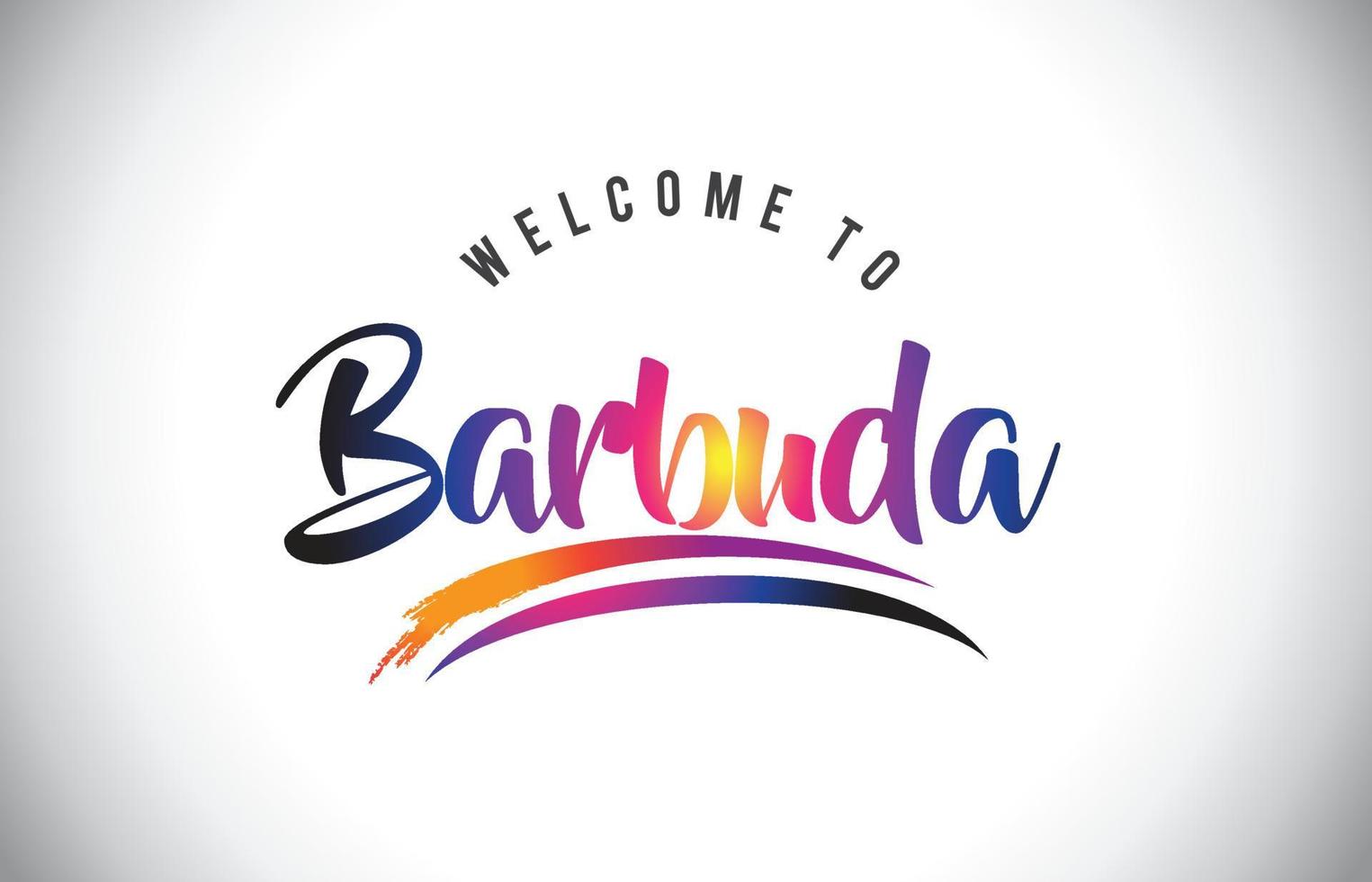 Barbuda Welcome To Message in Purple Vibrant Modern Colors. vector