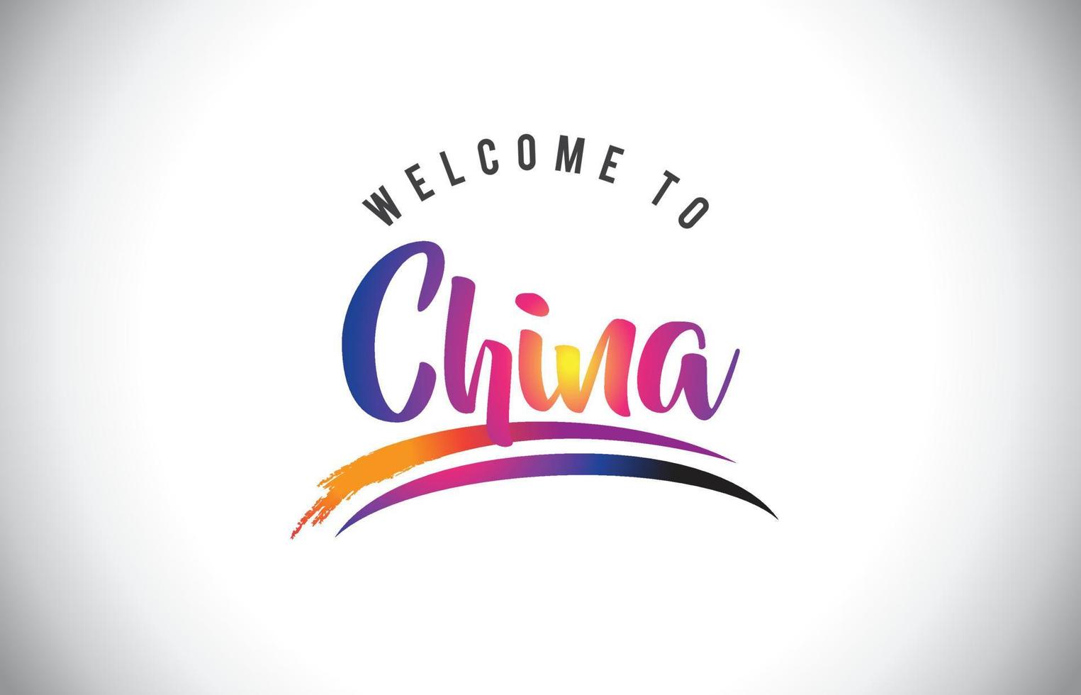 China Welcome To Message in Purple Vibrant Modern Colors. vector
