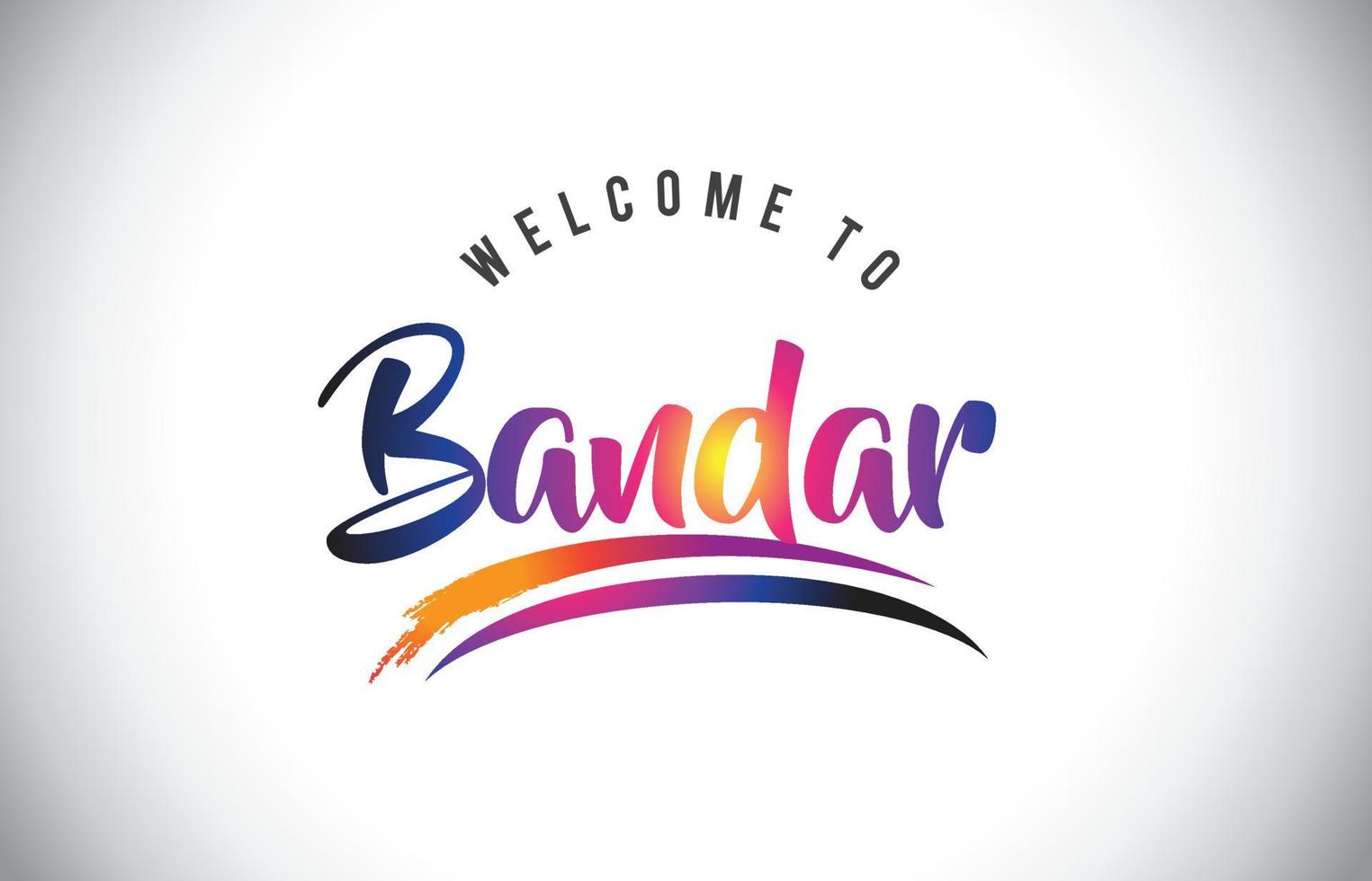 bandar bienvenido al mensaje en colores morados vibrantes y modernos. vector