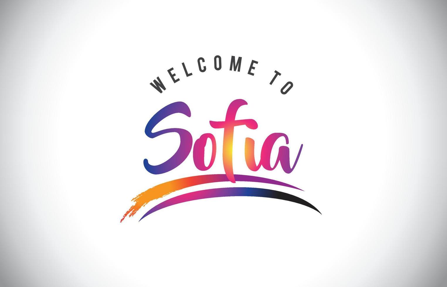 Sofia Welcome To Message in Purple Vibrant Modern Colors. vector