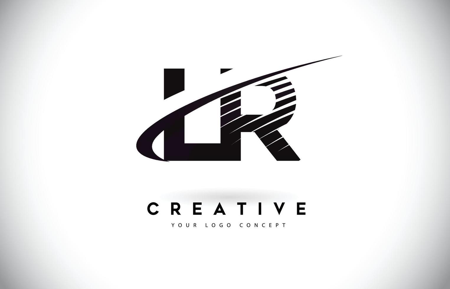 LR L R Letter Logo Design with Swoosh and Black Lines. vector