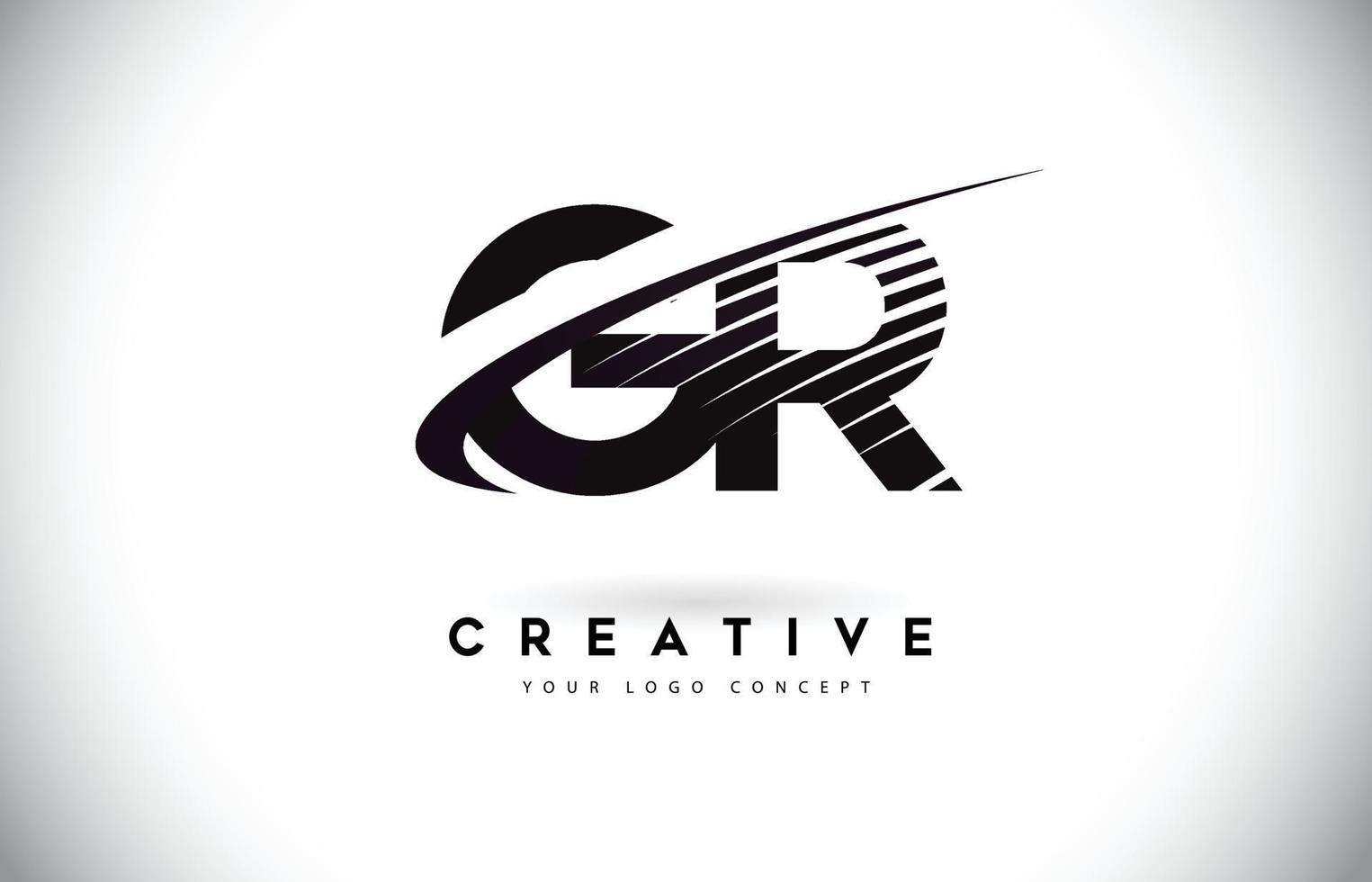 GR G R Letter Logo Design with Swoosh and Black Lines. vector