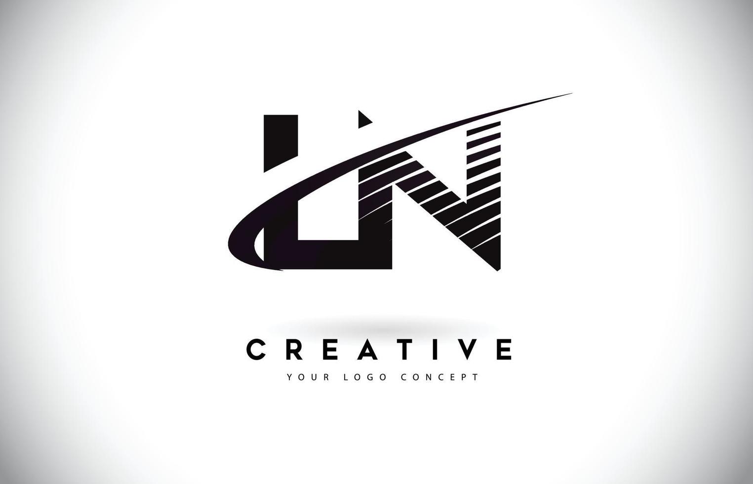 LN L N Letter Logo Design with Swoosh and Black Lines. vector