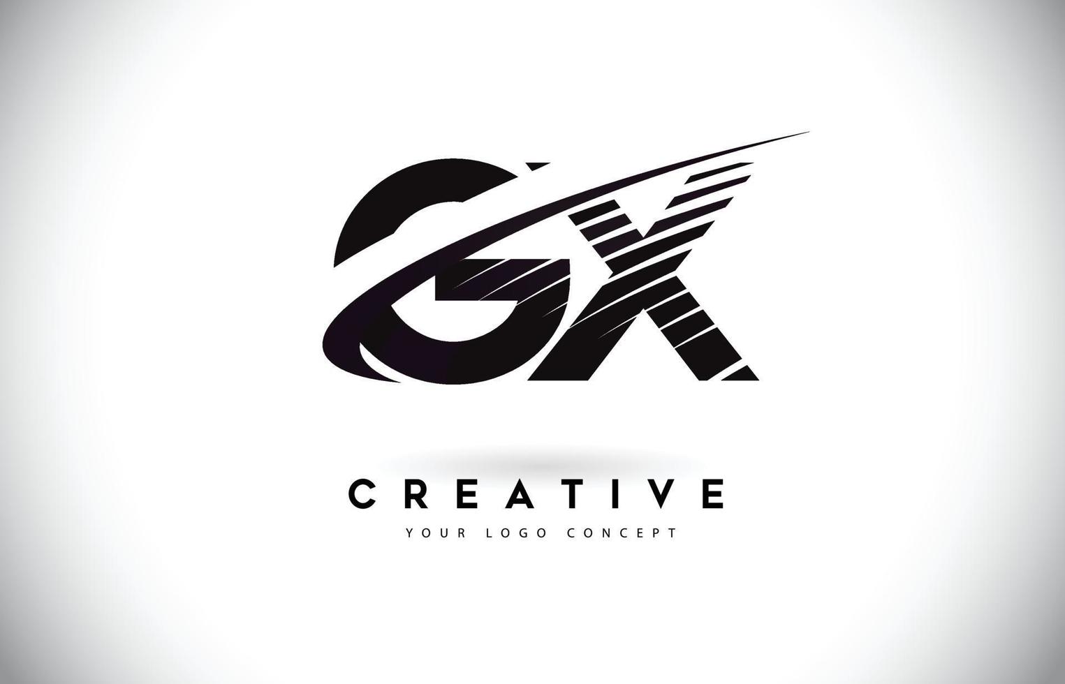 GX G X Letter Logo Design with Swoosh and Black Lines. vector