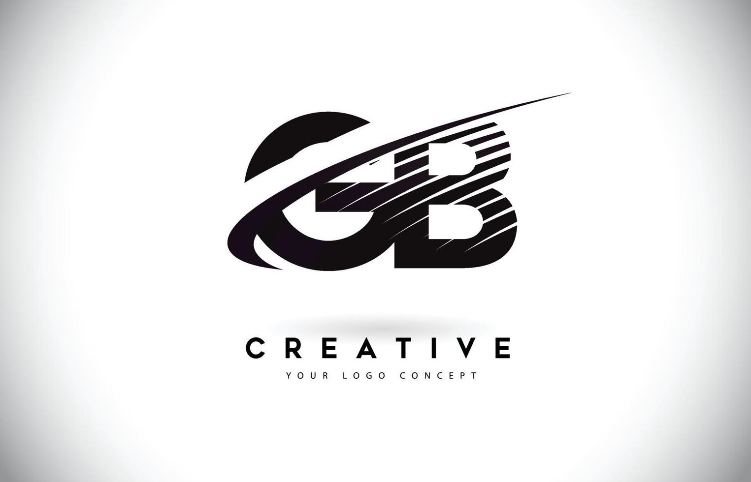 GB G B Letter Logo Design with Swoosh and Black Lines. vector