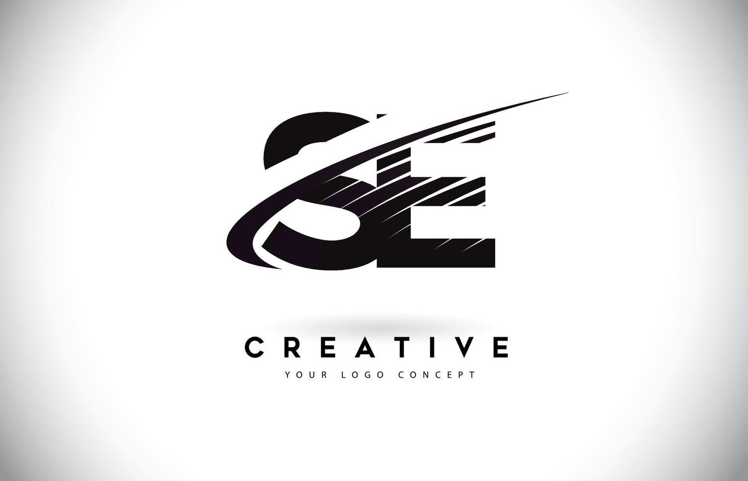 SE S E Letter Logo Design with Swoosh and Black Lines. vector