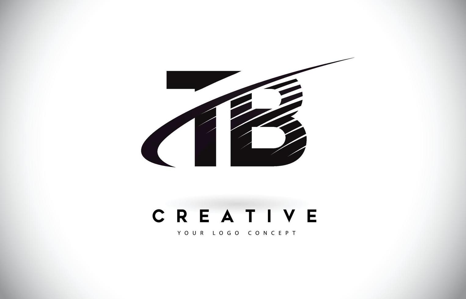 Diseño de logotipo tb tb letter con swoosh y líneas negras. vector