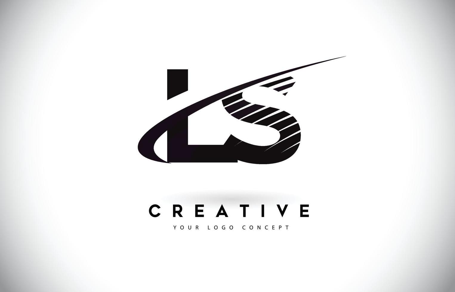 LS L S Letter Logo Design with Swoosh and Black Lines. vector