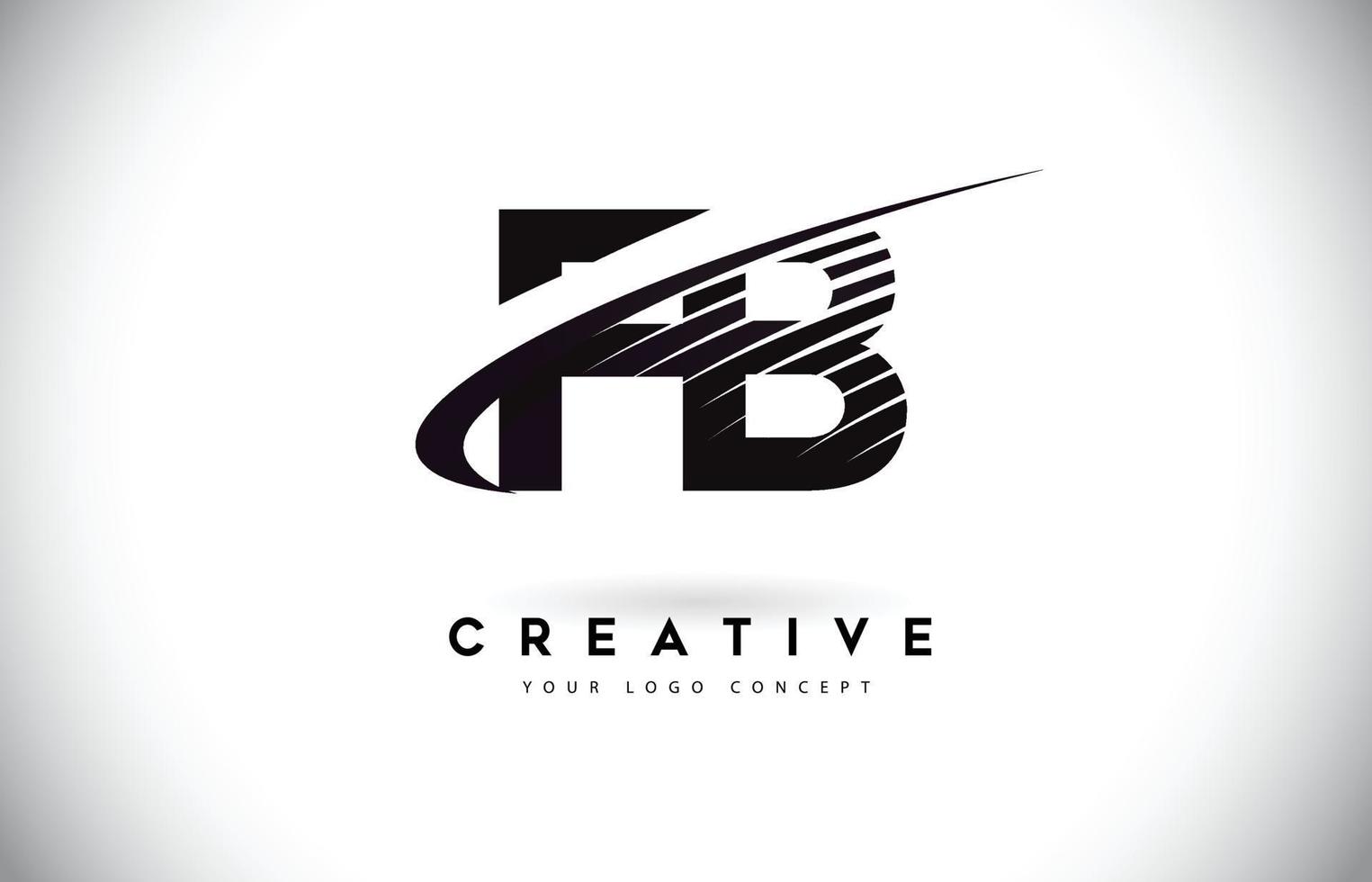 FB F B Letter Logo Design with Swoosh and Black Lines. vector