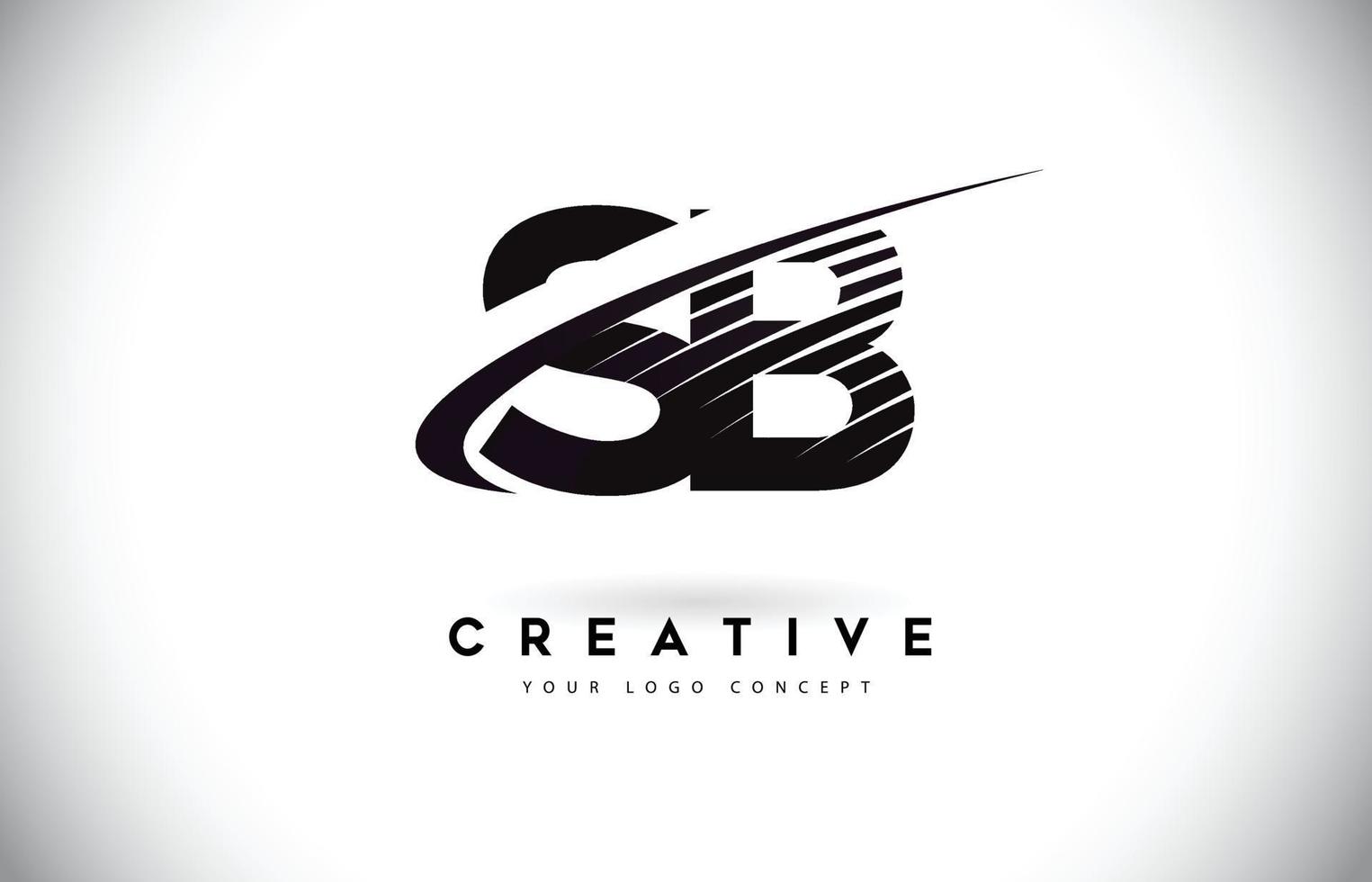 SB S B Letter Logo Design with Swoosh and Black Lines. vector