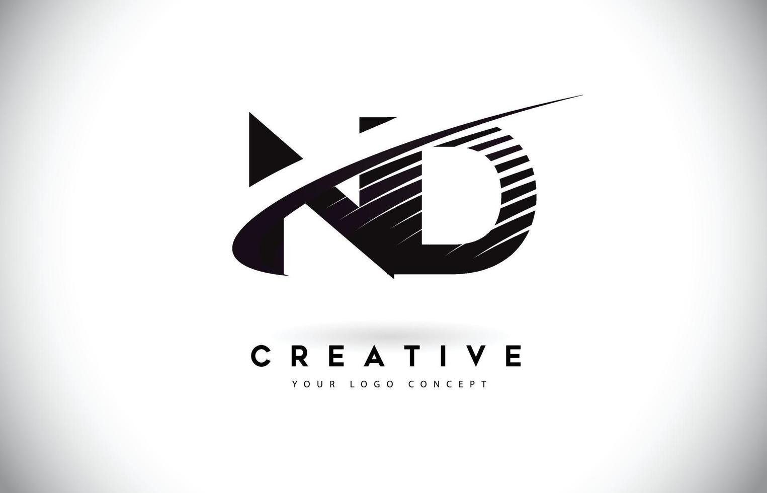 ND N D Letter Logo Design with Swoosh and Black Lines. vector