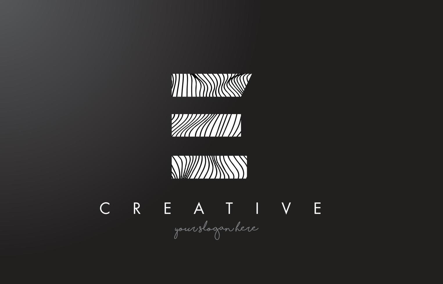 E Letter Logo with Zebra Lines Texture Design Vector. vector