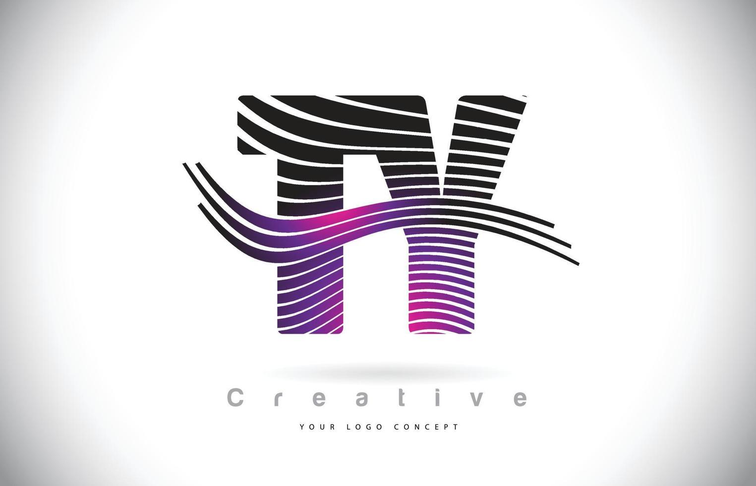 TY T Y Zebra Texture Letter Logo Design With Creative Lines and Swosh in Purple Magenta Color. vector