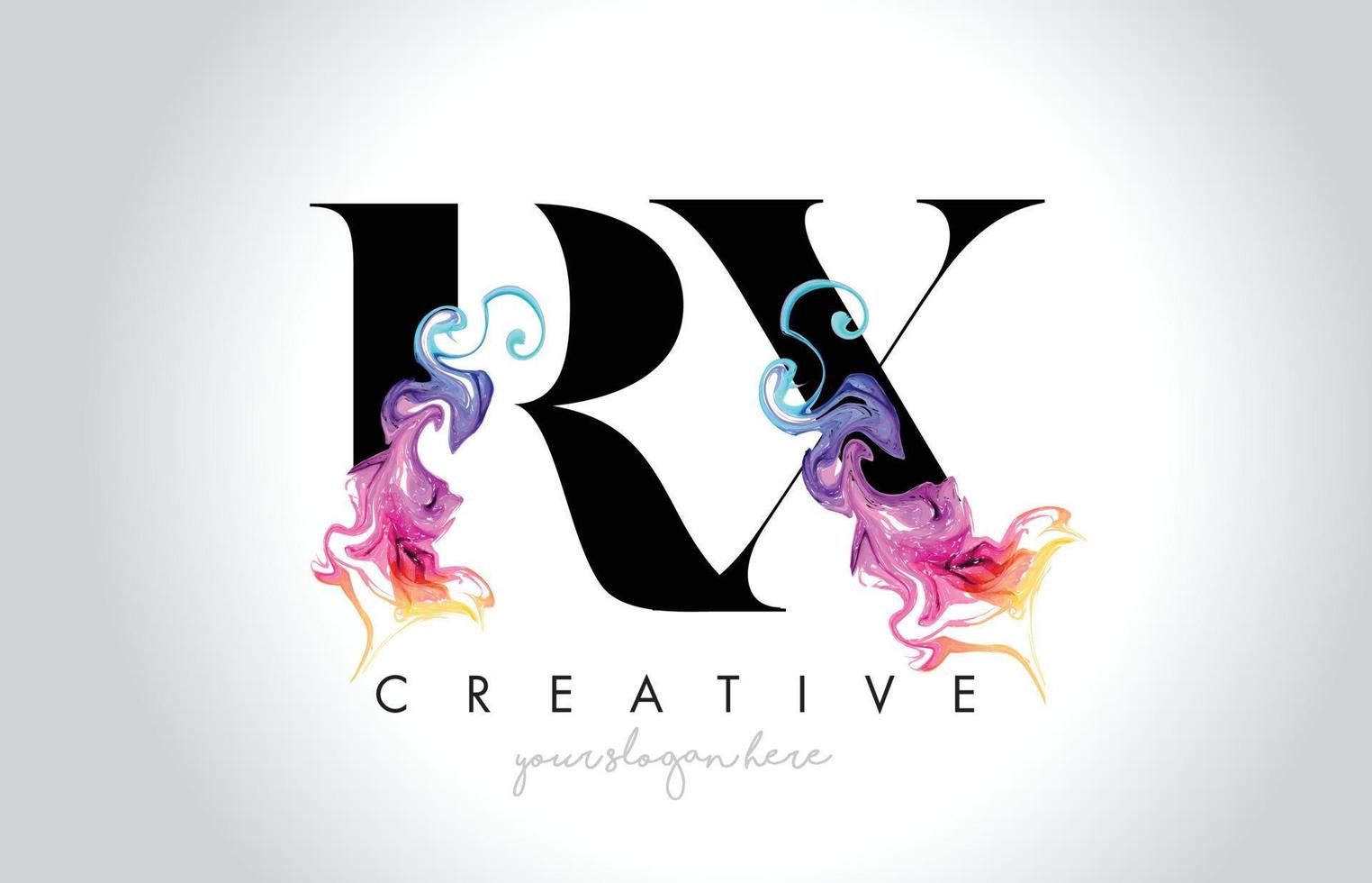 RX Vibrant Creative Leter Logo Design with Colorful Smoke Ink Flowing Vector