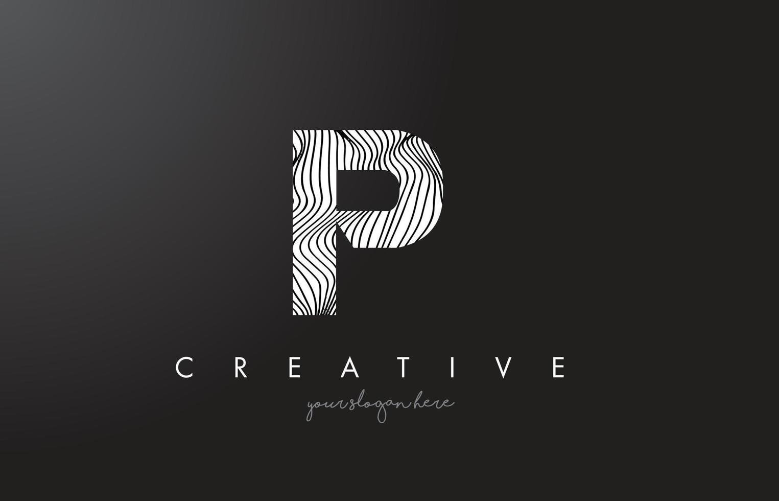 P Letter Logo with Zebra Lines Texture Design Vector. vector