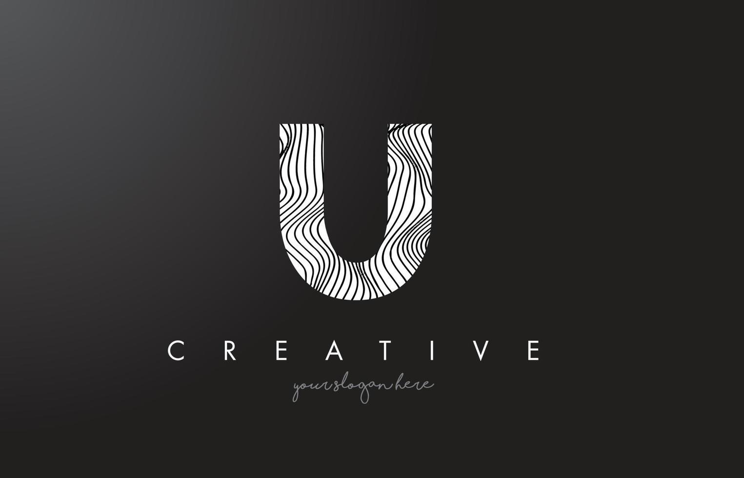 U Letter Logo with Zebra Lines Texture Design Vector. vector
