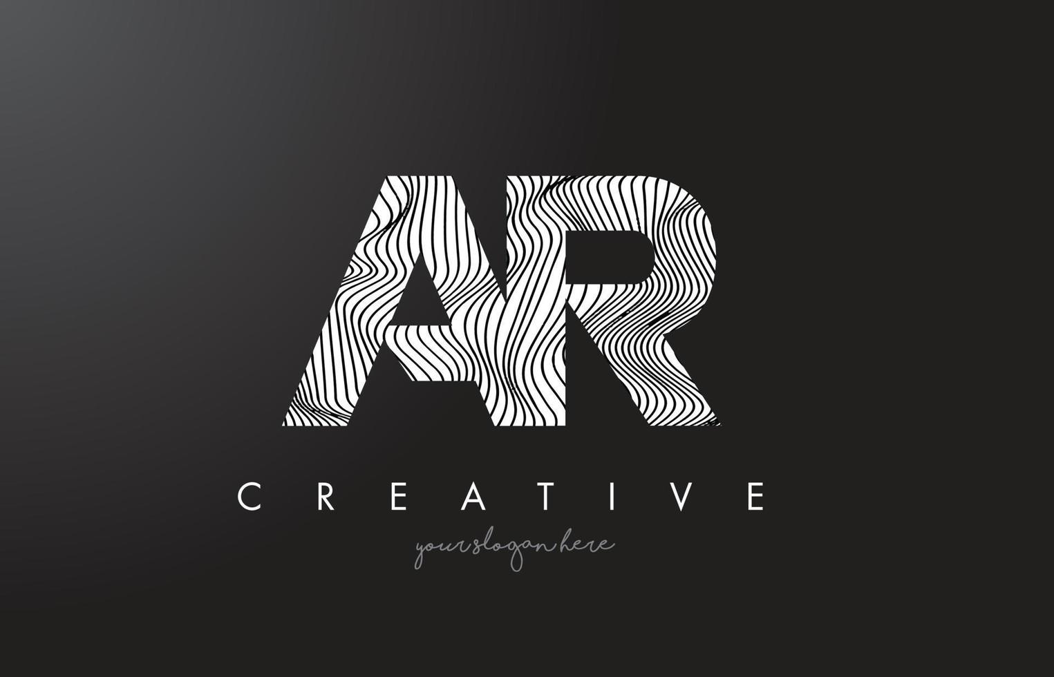 AR A R Letter Logo with Zebra Lines Texture Design Vector. vector